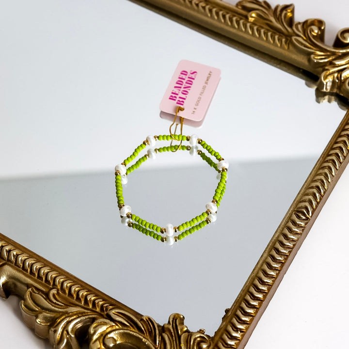 Beaded Blondes | Lime Green Pearl Bracelet