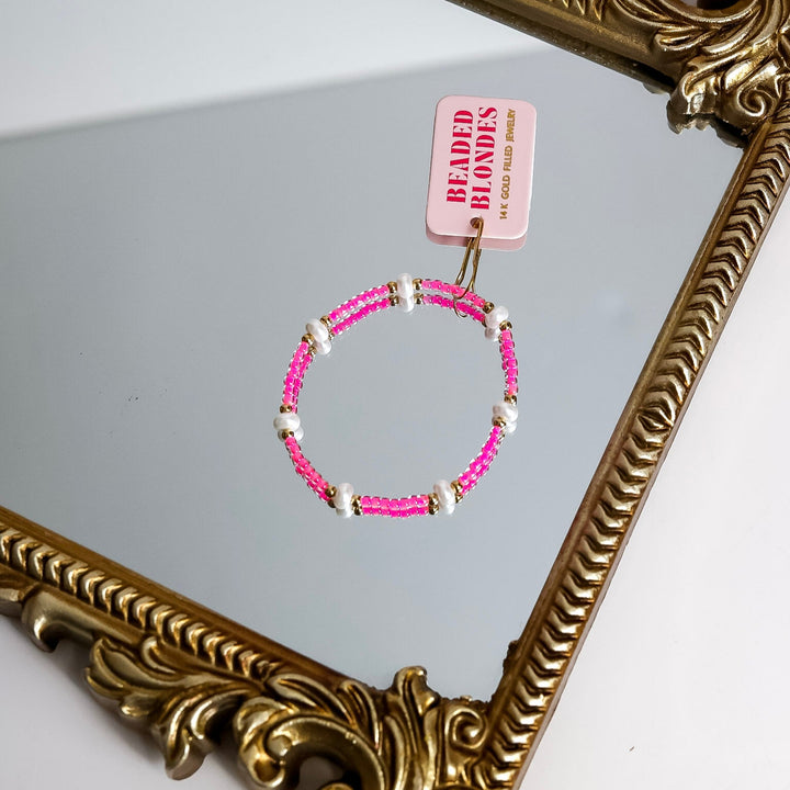 Beaded Blondes | Hot Pink Pearl Bracelet