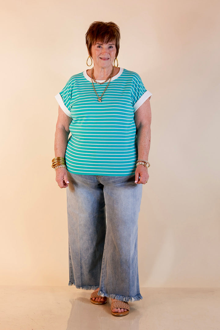 Judy Blue | Lighten the Mood Release Hem Cropped Wide Leg Jeans in Light Wash