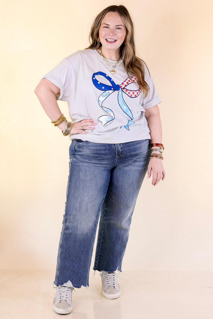 Simply Southern | American Cutie American Flag Bow T-Shirt in Cream