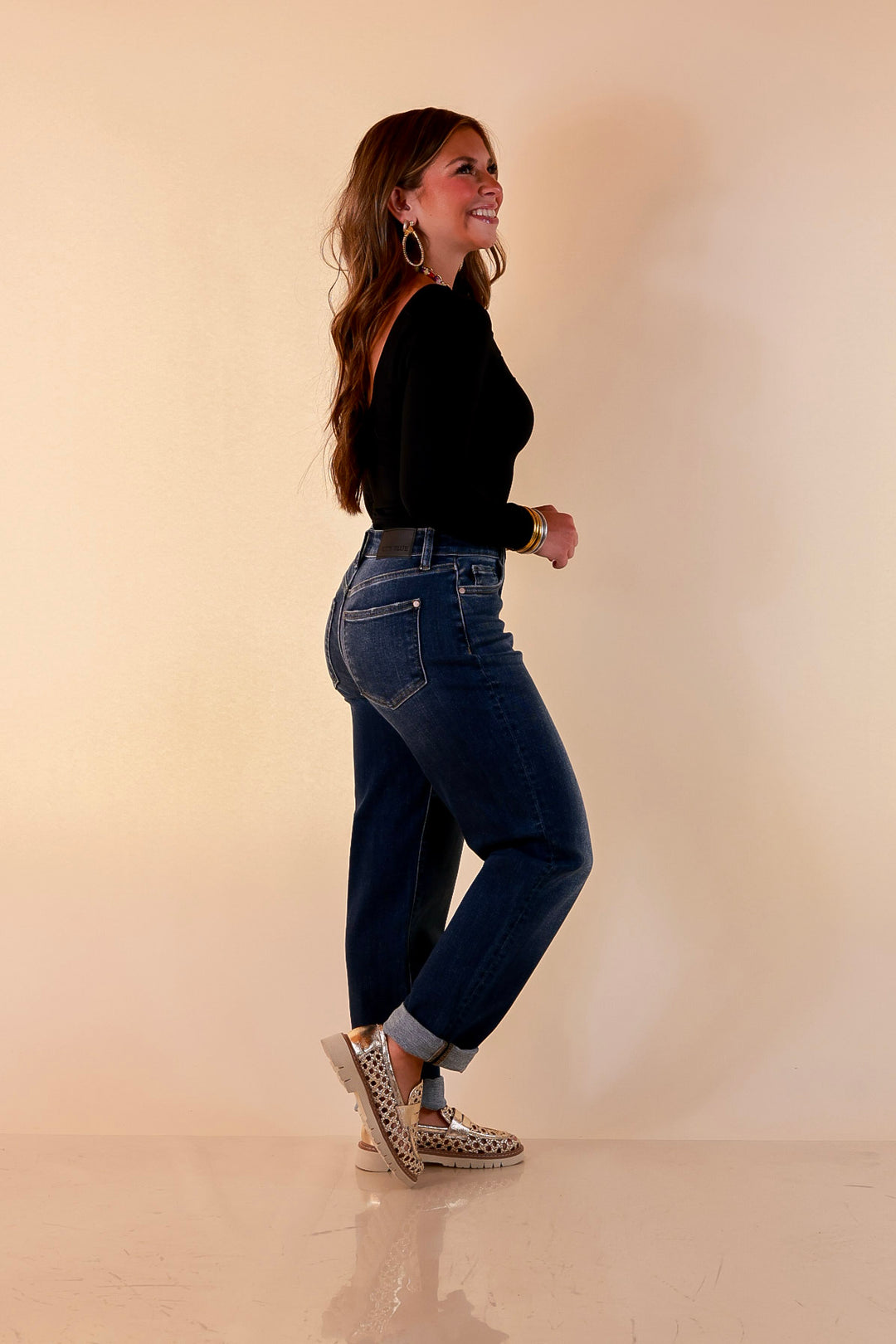 Judy Blue | Keep it Simple Billie Boyfriend Denim Jeans in True Indigo Dark Wash