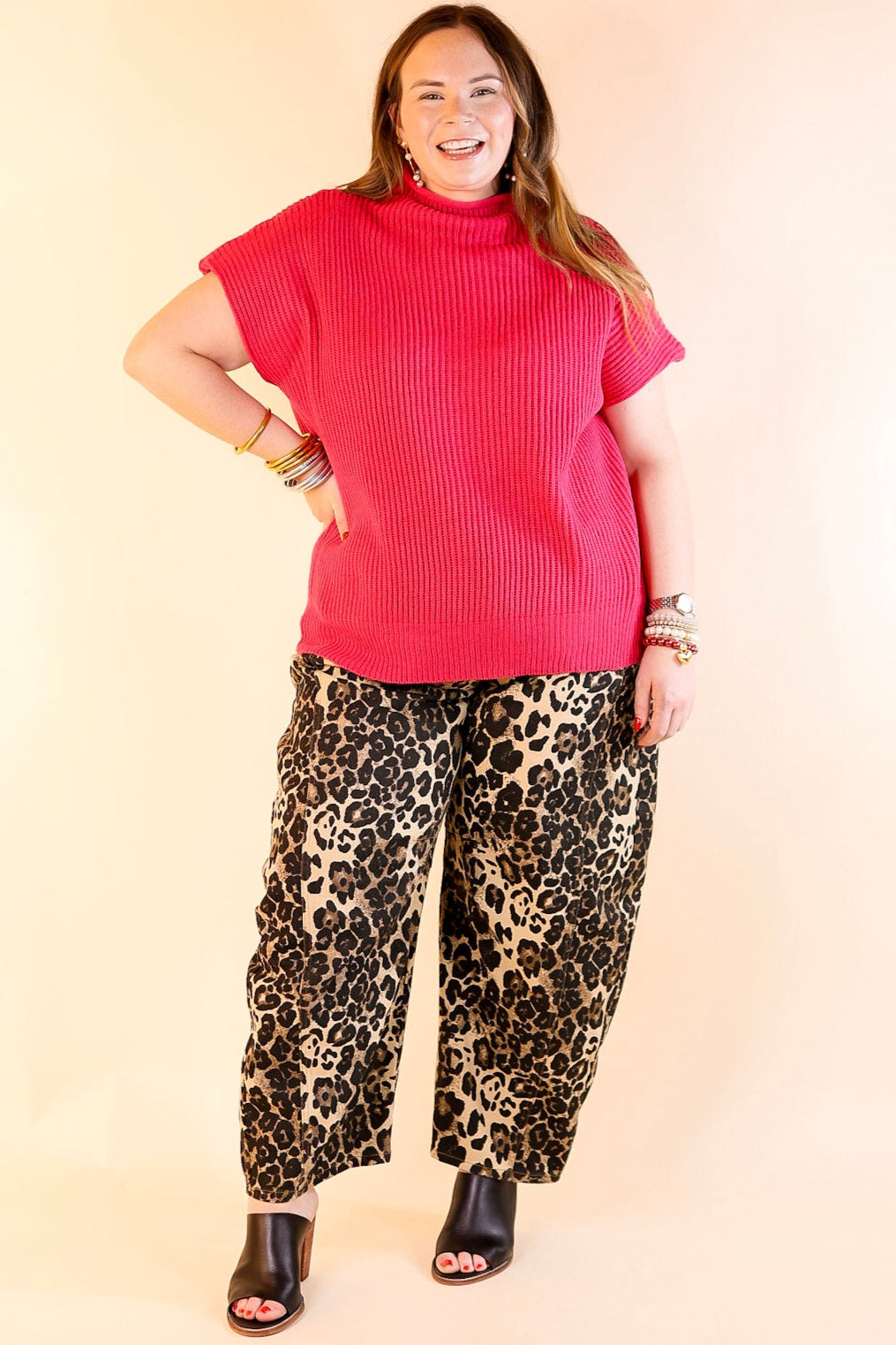 Layer Me Up Cap Sleeve Sweater in Hot Pink