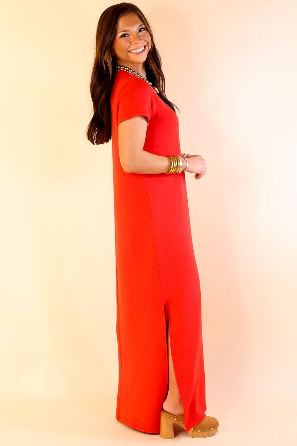 SPANX | AirEssentials Maxi T-Shirt Dress in Spanx Red