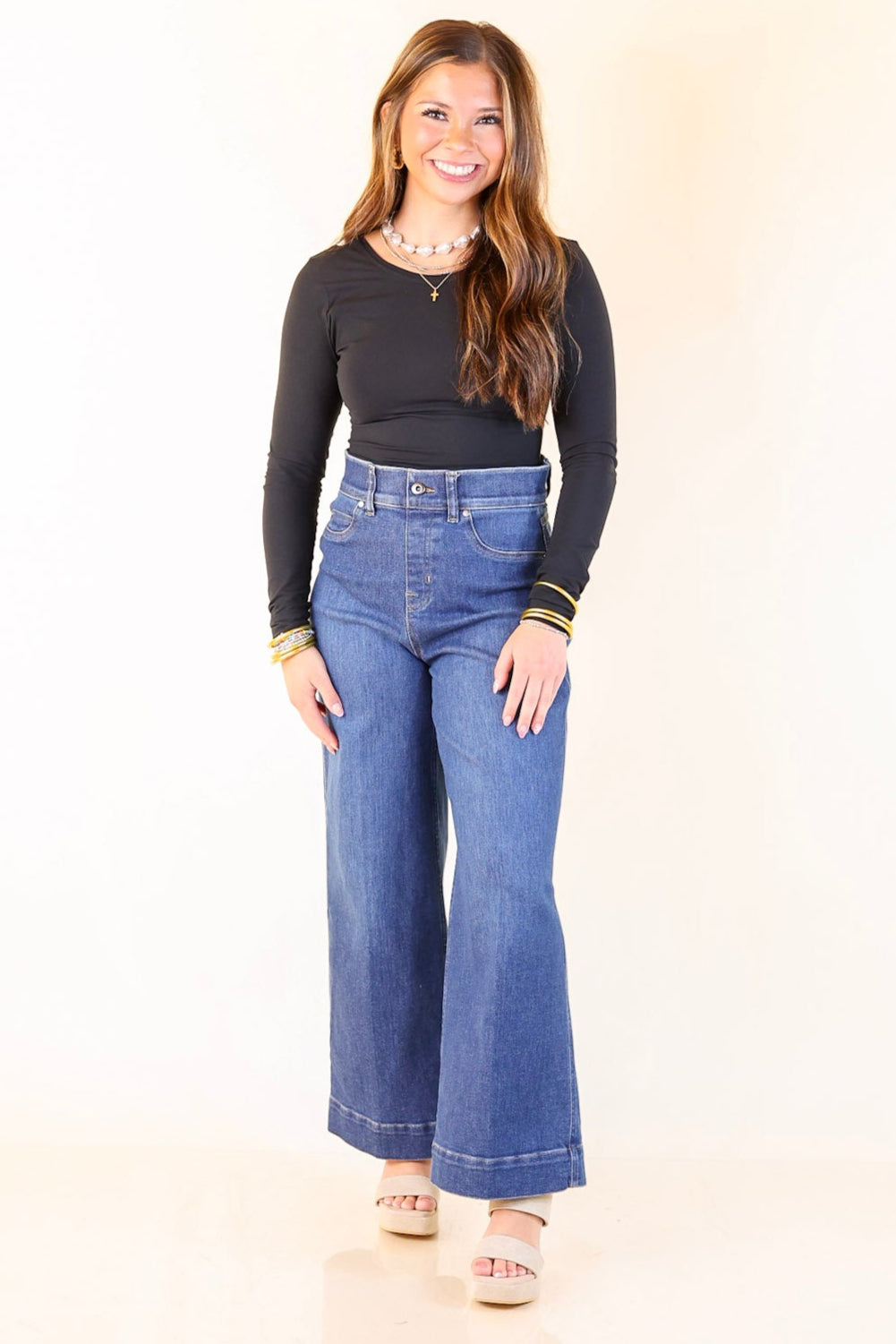 SPANX | EveryWear Cropped Wide Leg Jeans in Dark Wash