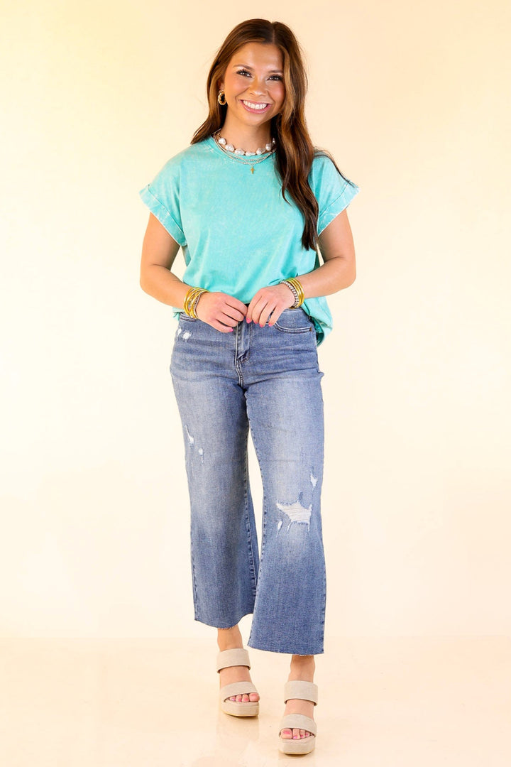 Chic Made Easy Short Sleeve Shirt in Turquoise