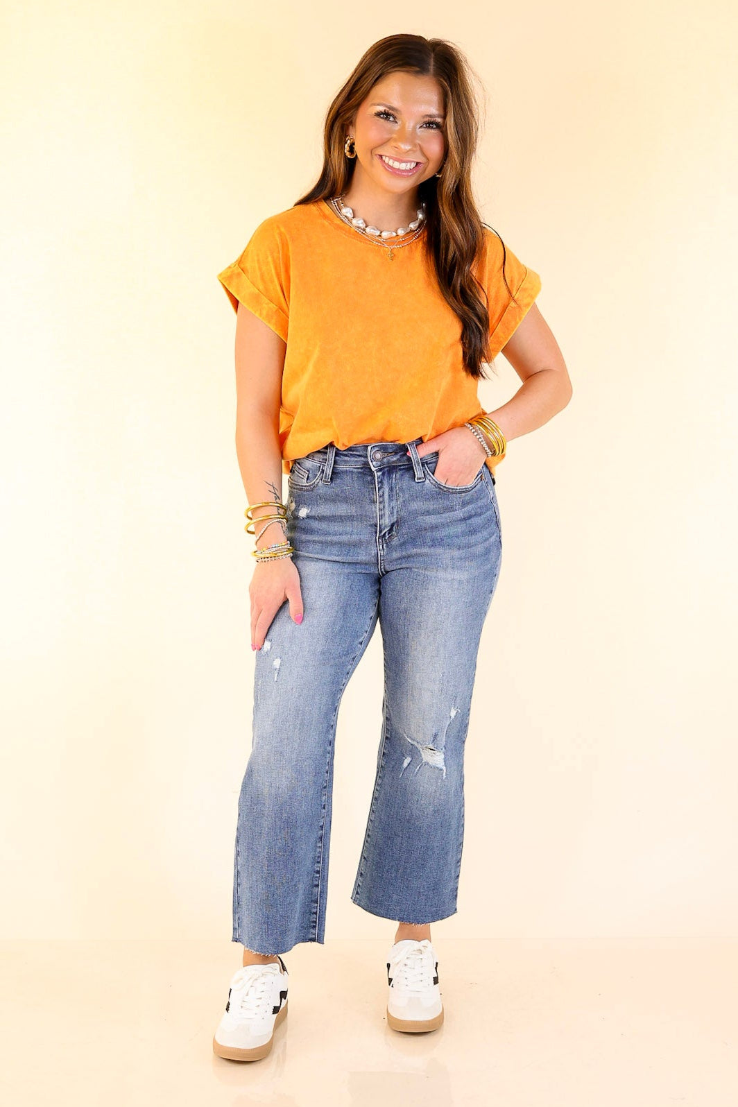 Chic Made Easy Short Sleeve Shirt in Orange