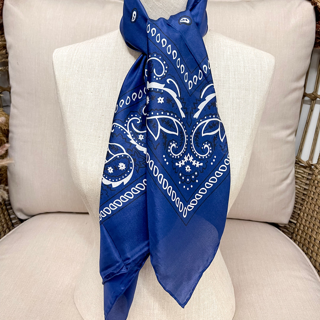 Wyoming Traders | Bandana Silk Wild Rag in Navy Blue