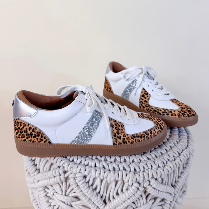 Yellow Box | Zayne Lace-Up Sneaker in Leopard Print and White