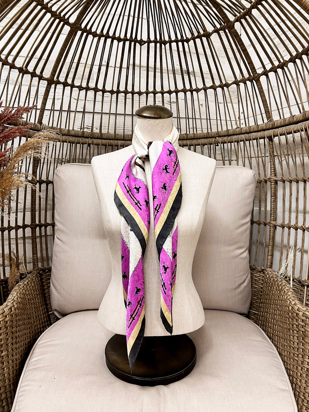 Wyoming Traders | LTD Edition | Fences Print Silk Wild Rag Scarf in Ivory