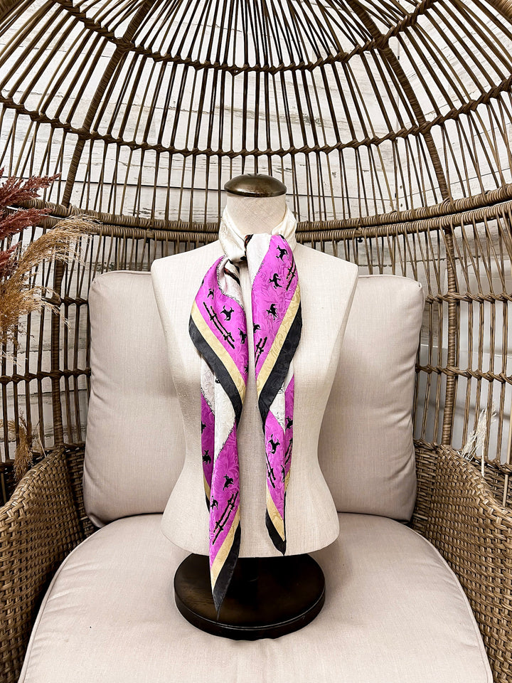 Wyoming Traders | LTD Edition | Fences Print Silk Wild Rag Scarf in Ivory