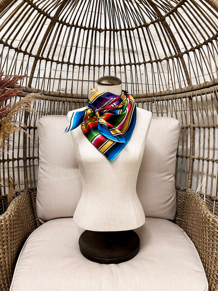 Wyoming Traders | Stripe Southwest Silk Wild Rag Scarf in Yellow Mix