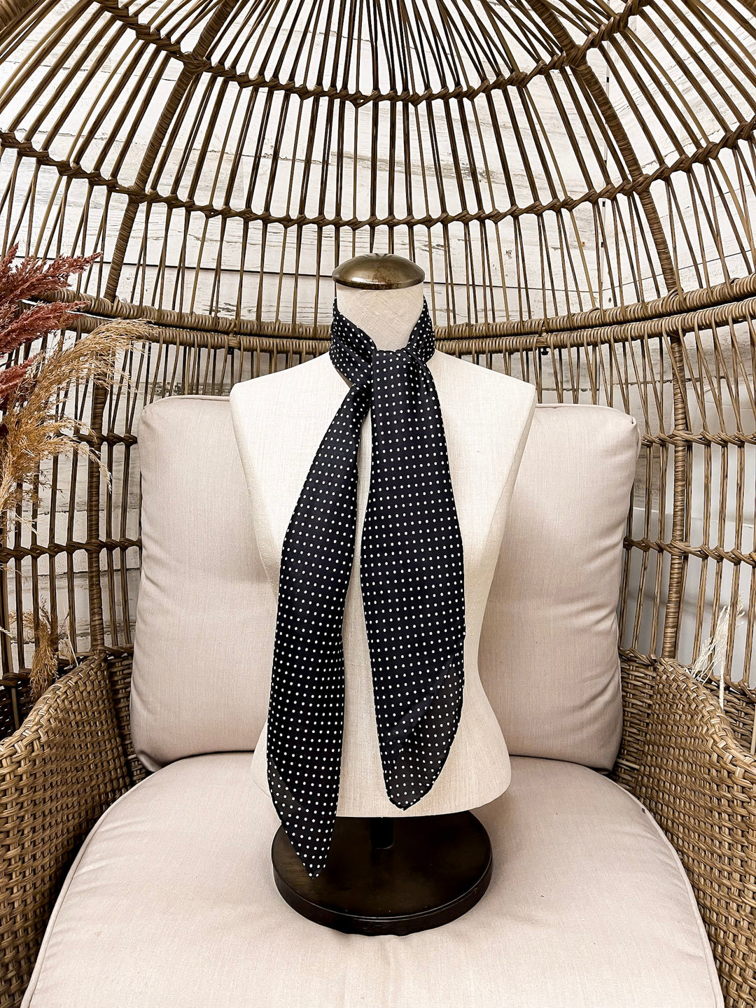 Wyoming Traders | Cowboy Polka Dot Silk Wild Rag Scarf in Black