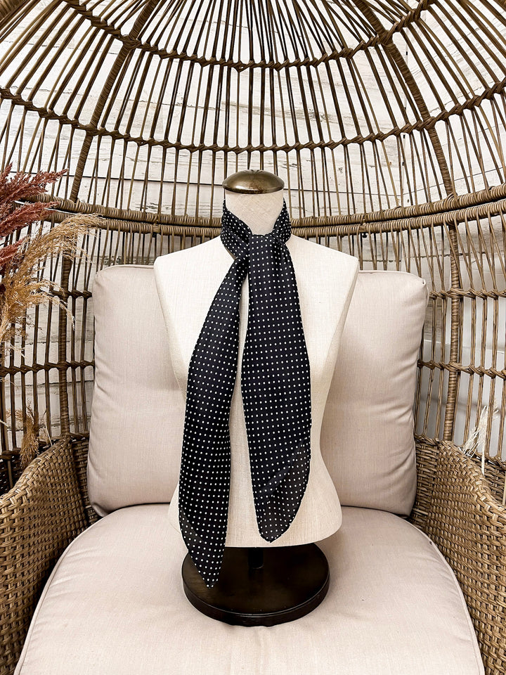 Wyoming Traders | Cowboy Polka Dot Silk Wild Rag Scarf in Black