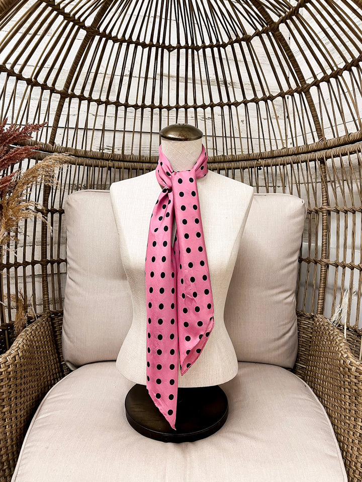 Wyoming Traders | Cowboy Polka Dot Silk Wild Rag Scarf in Pink
