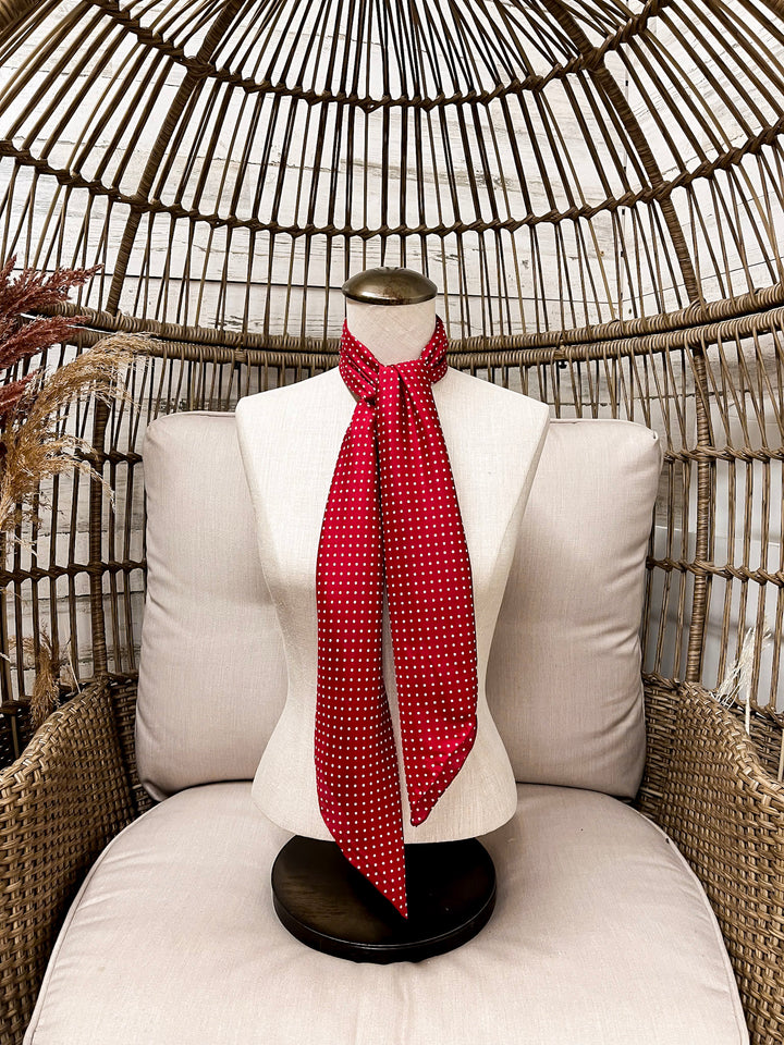 Wyoming Traders | Cowboy Polka Dot Silk Wild Rag Scarf in Red