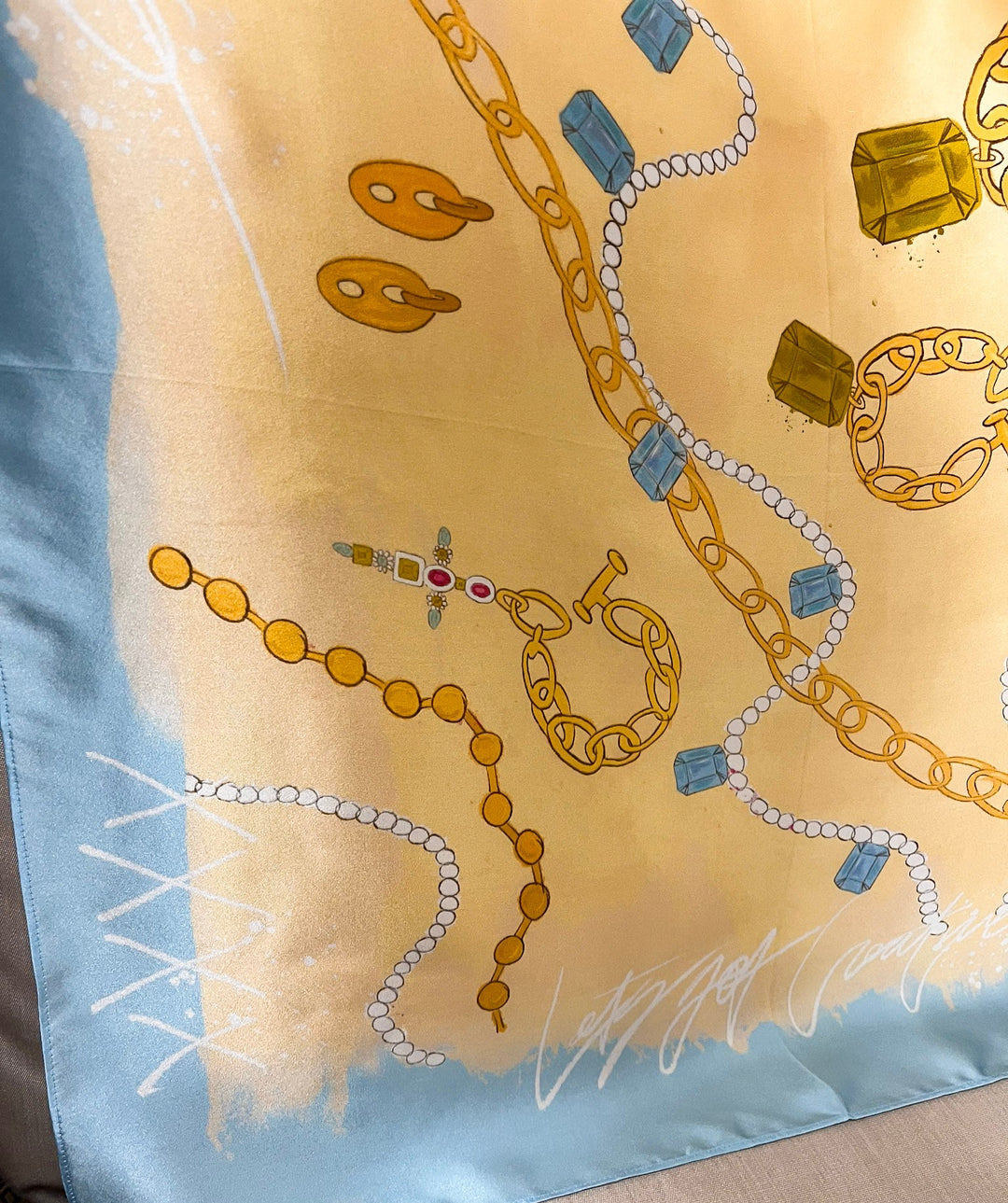 KB's Canvas | Le Jewel Jewelry Print Scarf in Yellow and Blue