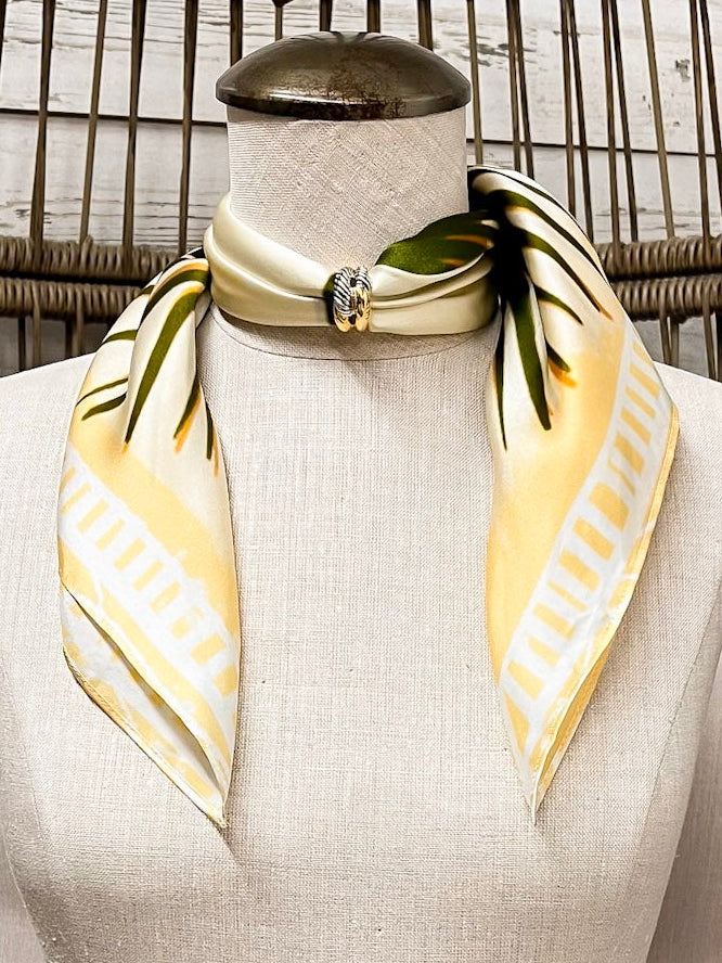 KB's Canvas | Palmè Floral Palm Leaf Print Scarf in Cream and Green