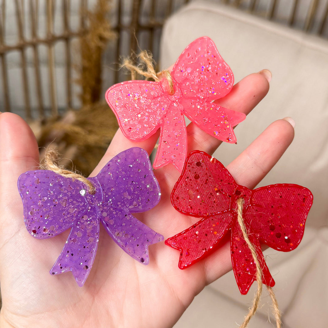 Mystery Spring Color Mini Glitter Bow Car Freshie in Various Scents