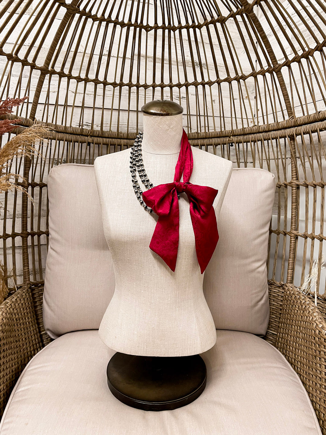 Wyoming Traders | Jacquard Print Silk Twilly Scarf in Red