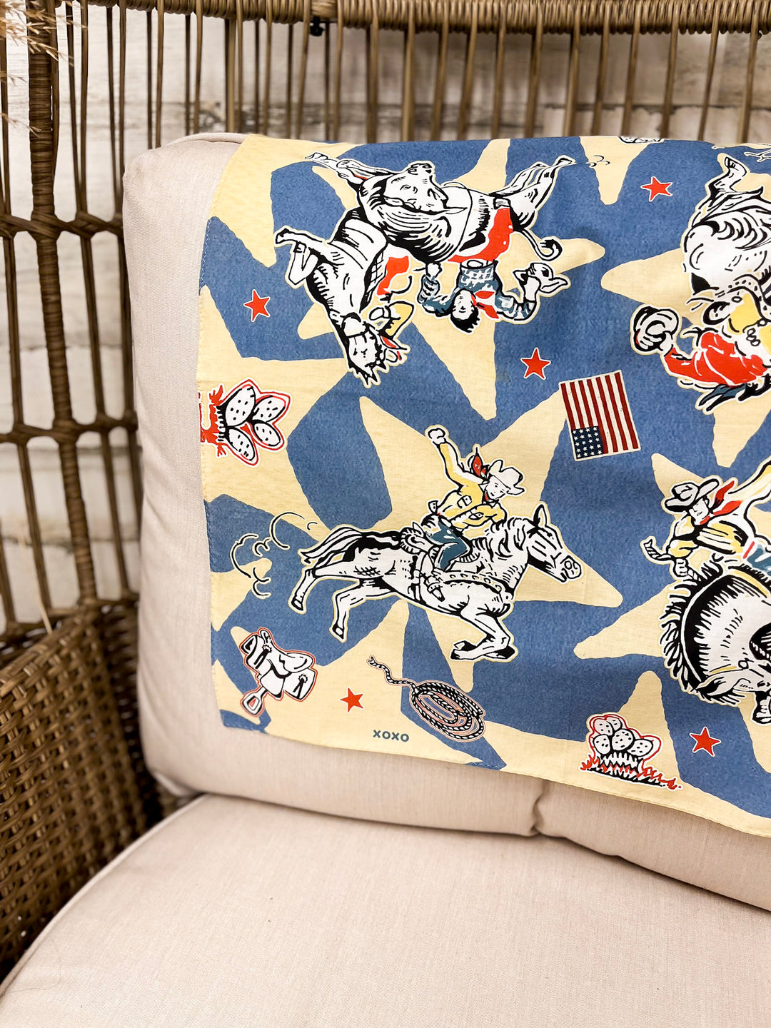 XOXO Art & Co | Star Cowboys Bandana Scarf in Cream and Blue