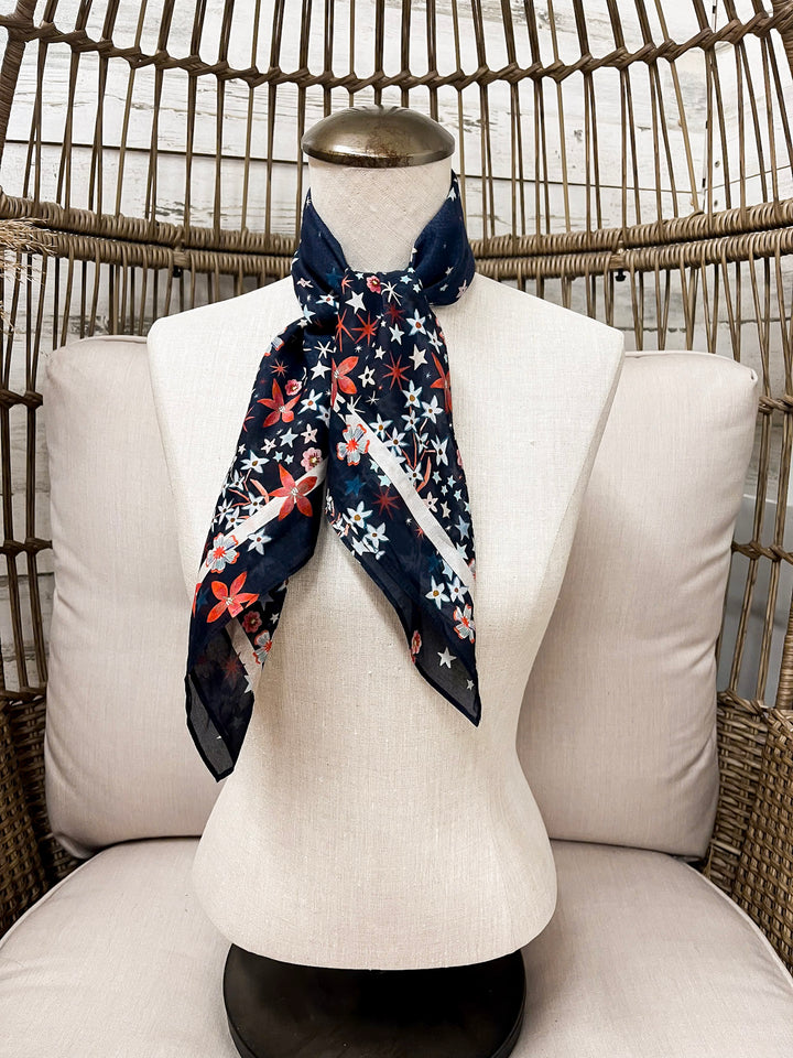 XOXO Art & Co | Star Spangled Shorty Wild Rag Scarf in Navy Blue