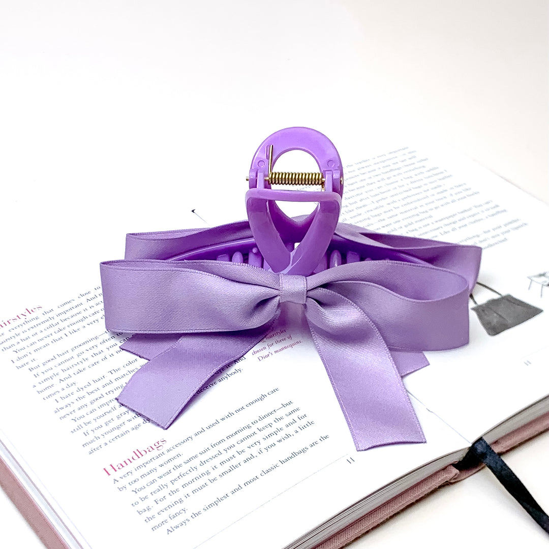 Ribbon Romance Loop Banana Hair Clip in Lavender Purple - Giddy Up Glamour Boutique