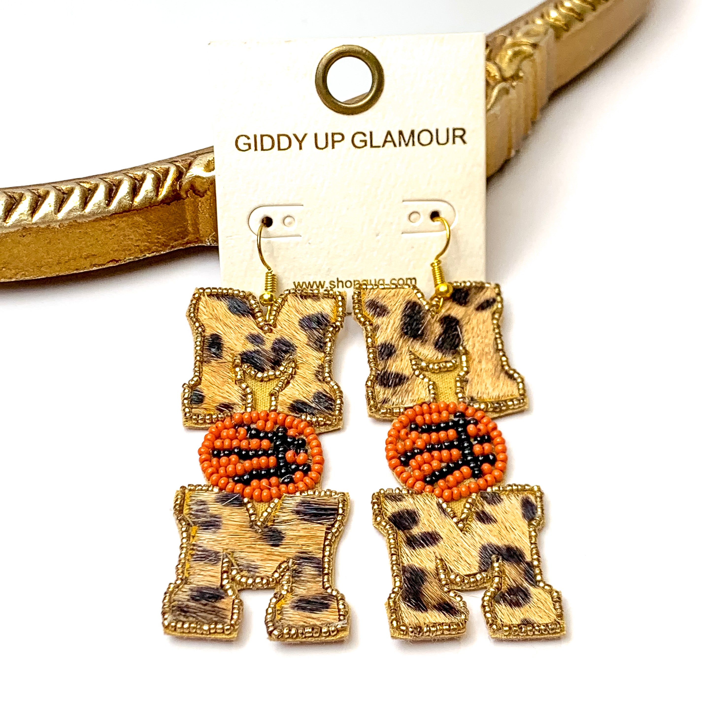 Leopard Print Basketball Mom Earrings - Giddy Up Glamour Boutique