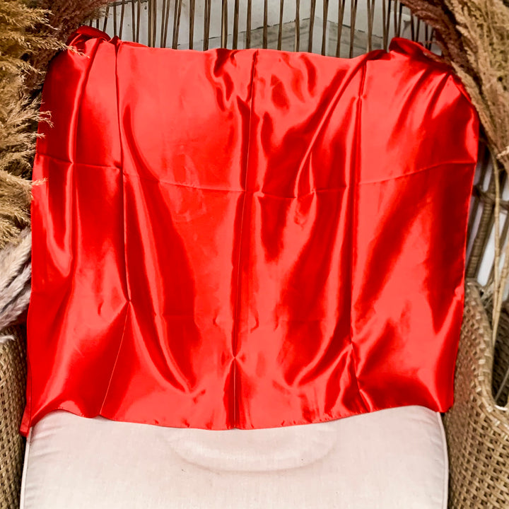 Online Exclusive | Solid Colored Poly Scarf in Red