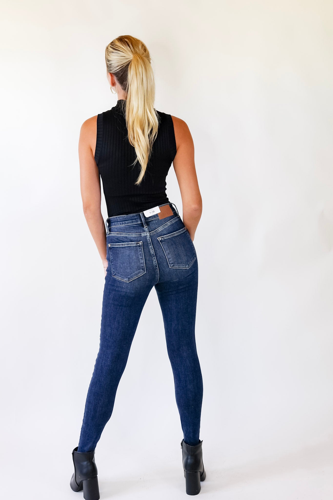 Judy Blue | Keep Interest Vintage Raw Hem Skinny Jeans in Dark Wash - Giddy Up Glamour Boutique