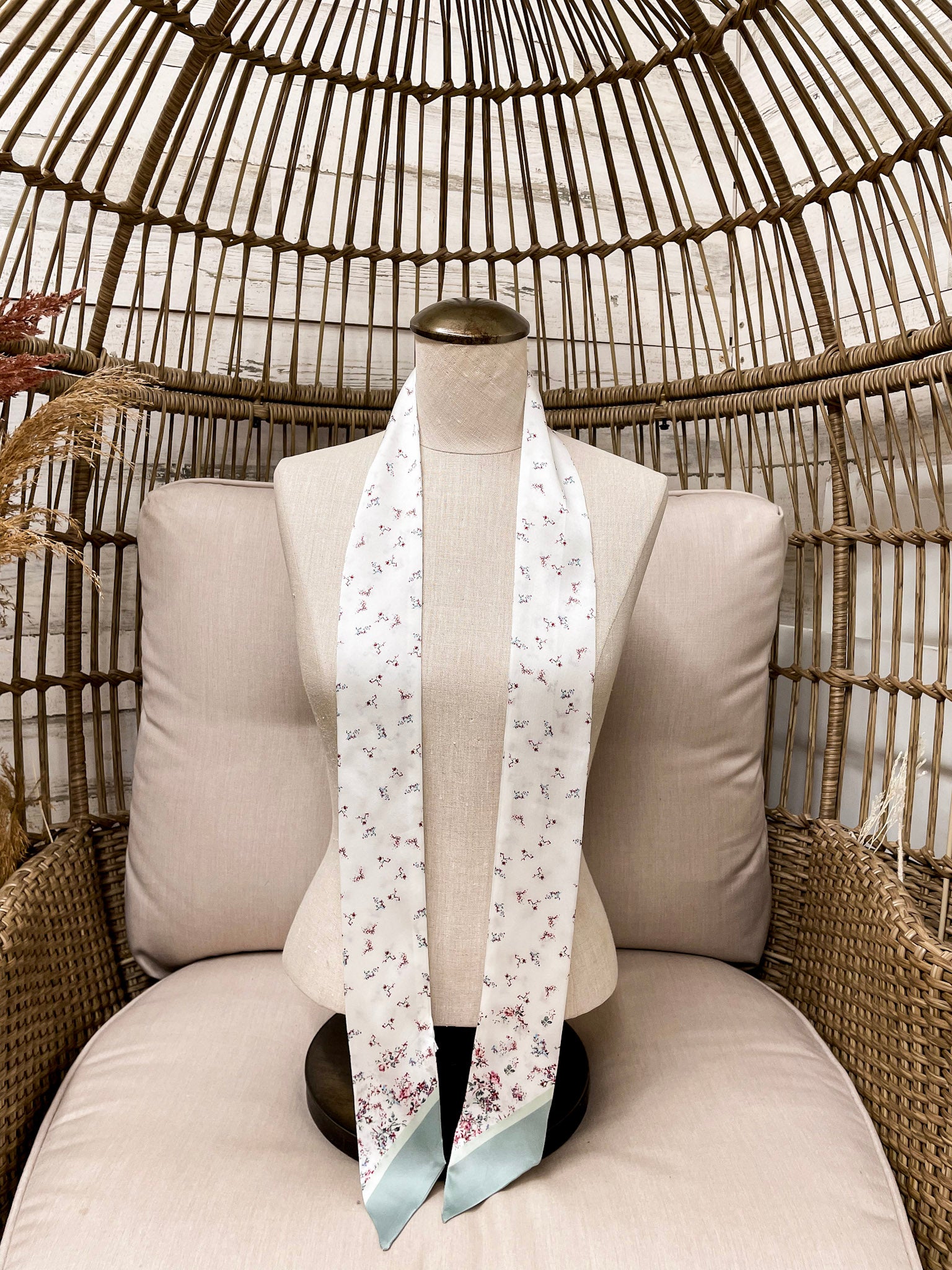Wyoming Traders | Garden Charmeuse Floral Print Silk Twilly Scarf
