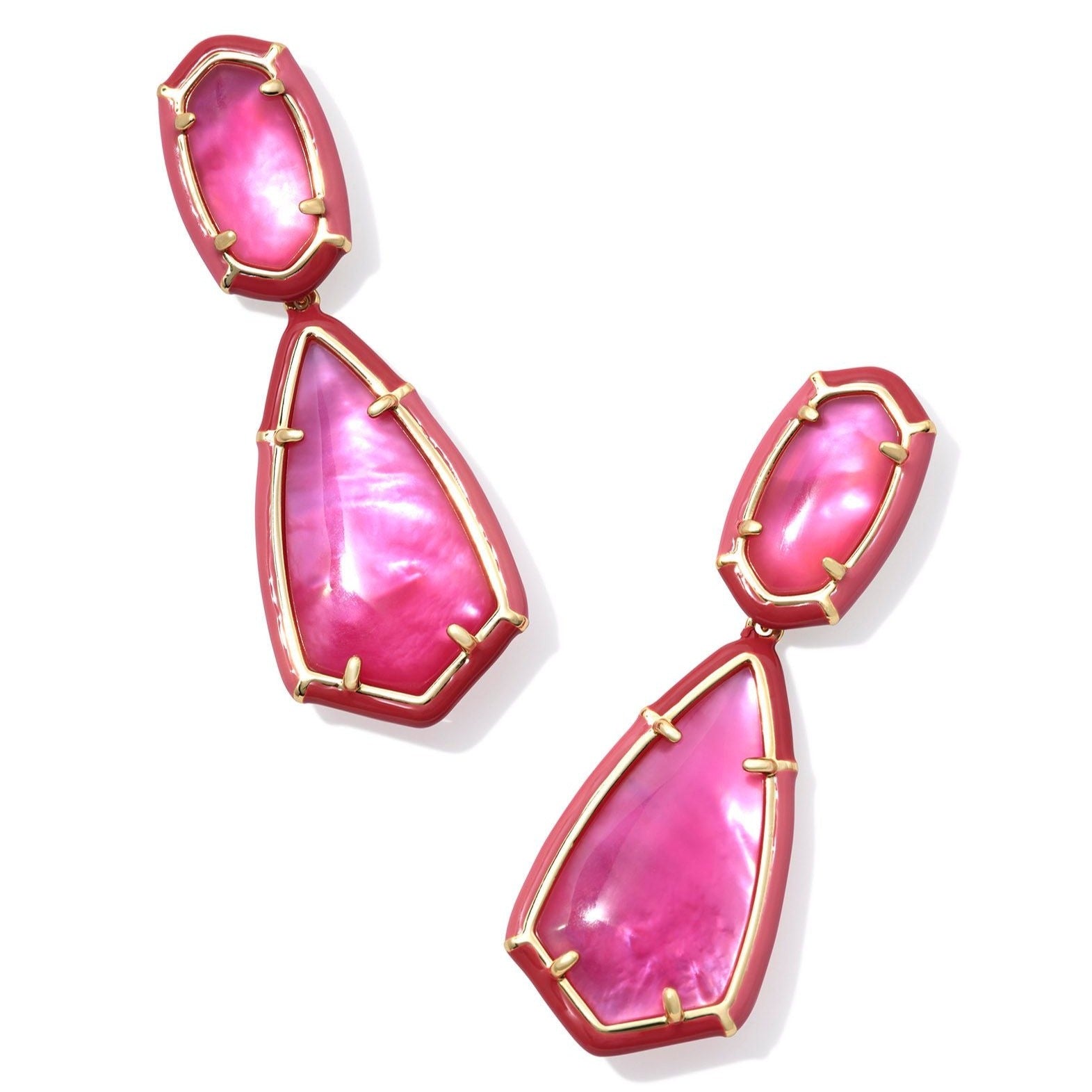 Kendra Scott | Camry Gold Enamel Frame Statement Earrings in Azalea Illusion