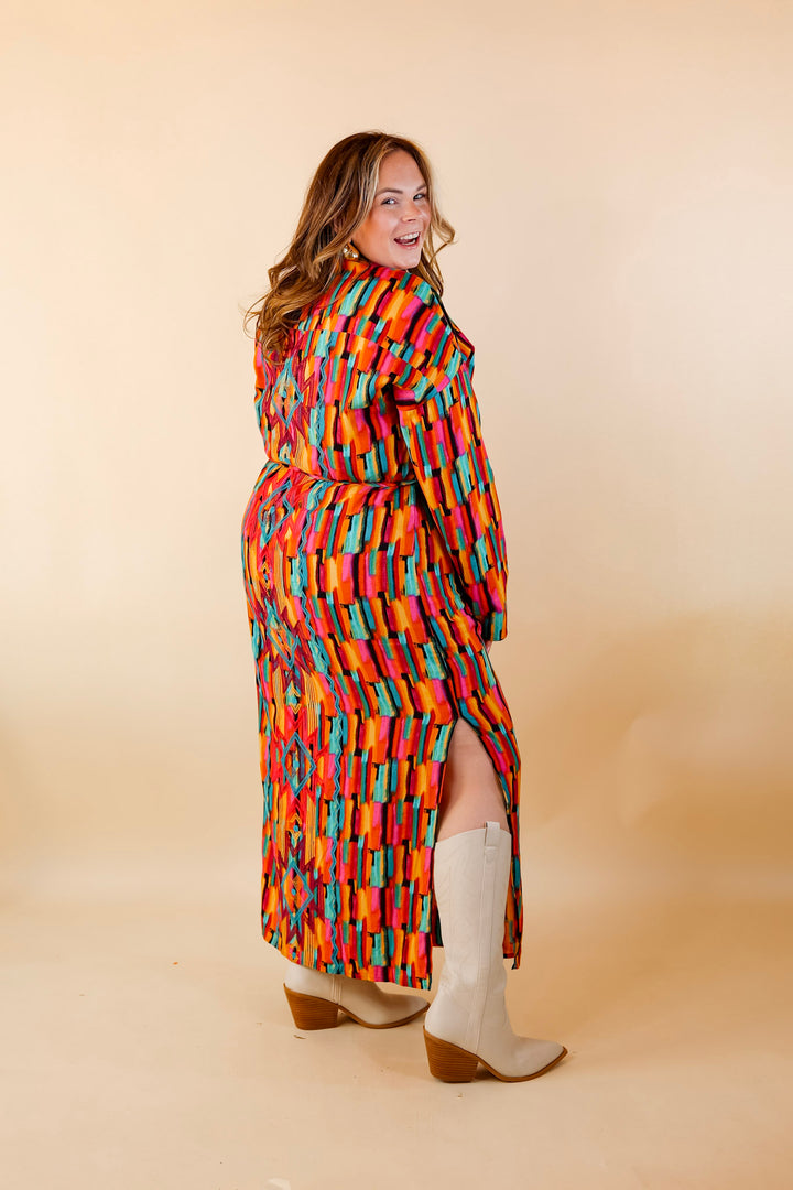 Play It Again Button Up Watercolor Maxi Dress With Embroidered Back - Giddy Up Glamour Boutique