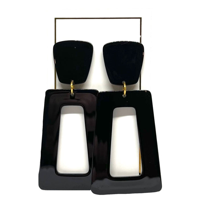 Linny Co | Kennedy Rectangular Drop Earrings in True Black
