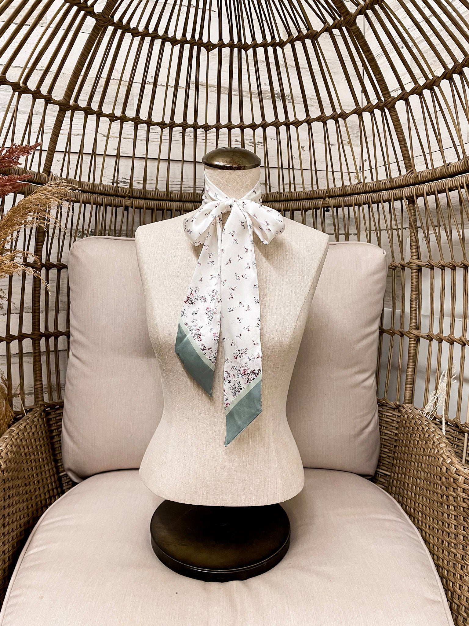 Wyoming Traders | Garden Charmeuse Floral Print Silk Twilly Scarf