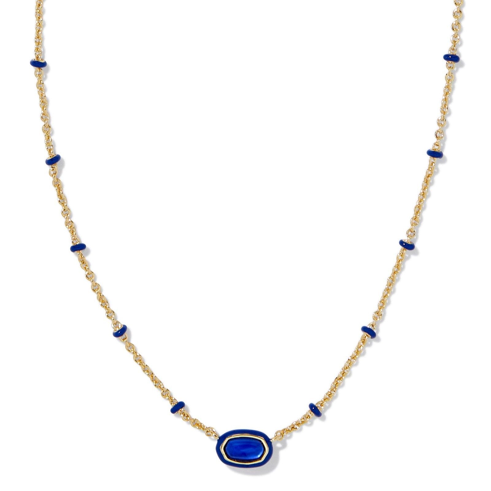 Kendra Scott | Mini Elisa Gold Enamel Frame Short Pendant Necklace in Cobalt Illusion