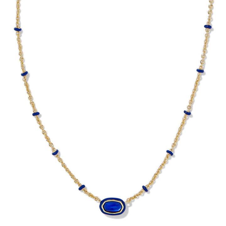 Kendra Scott | Mini Elisa Gold Enamel Frame Short Pendant Necklace in Cobalt Illusion
