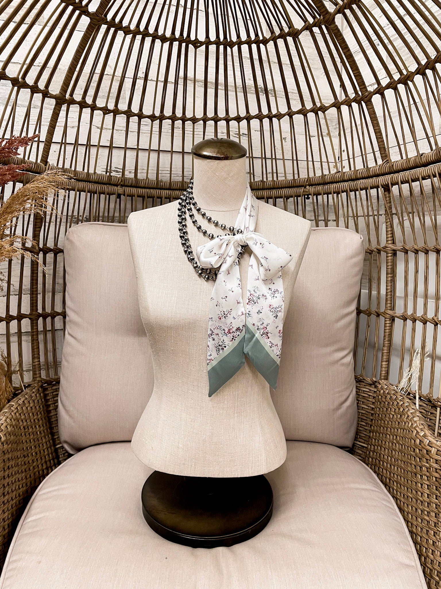 Wyoming Traders | Garden Charmeuse Floral Print Silk Twilly Scarf