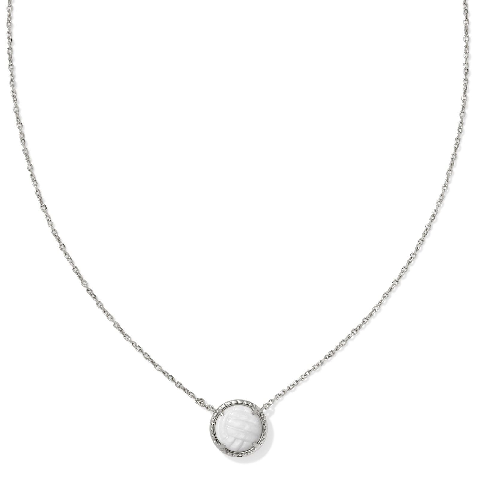 Kendra Scott | Volleyball Silver Short Pendant Necklace in White Mother-of-Pearl