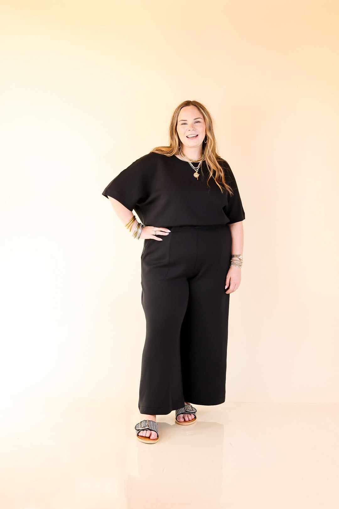 SPANX | AirEssentials Cropped Wide-Leg Jumpsuit in Black