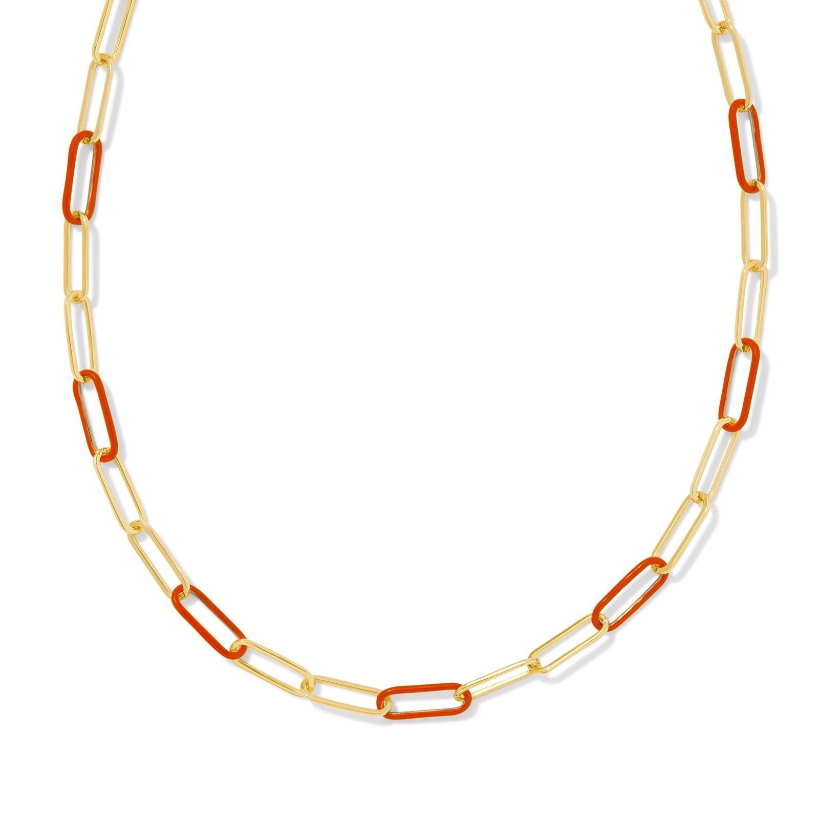 Kendra Scott | Ainsley Gold Convertible Chain Necklace in Orange Enamel