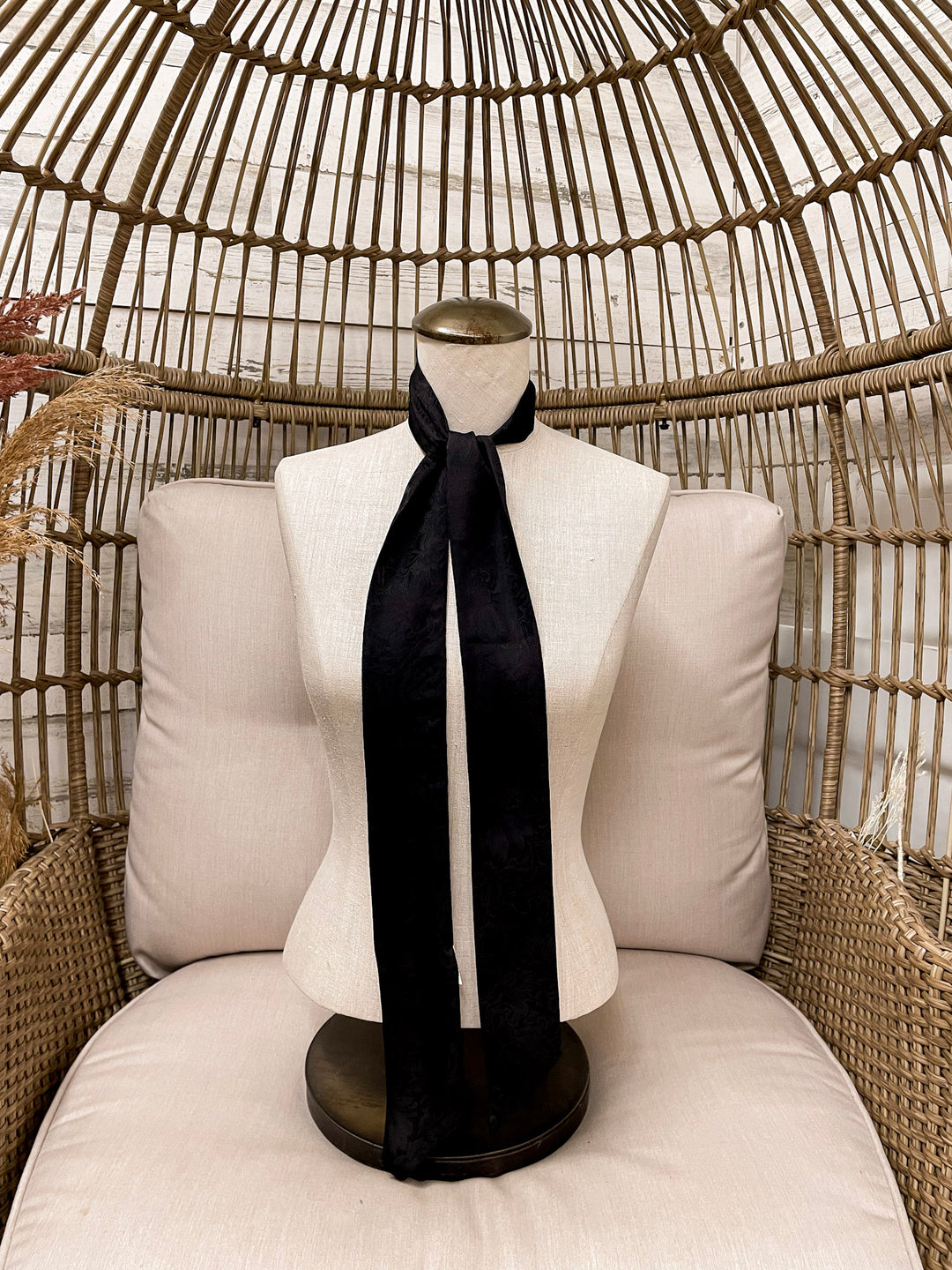 Wyoming Traders | Jacquard Print Silk Twilly Scarf in Black