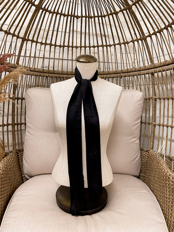 Wyoming Traders | Jacquard Print Silk Twilly Scarf in Black