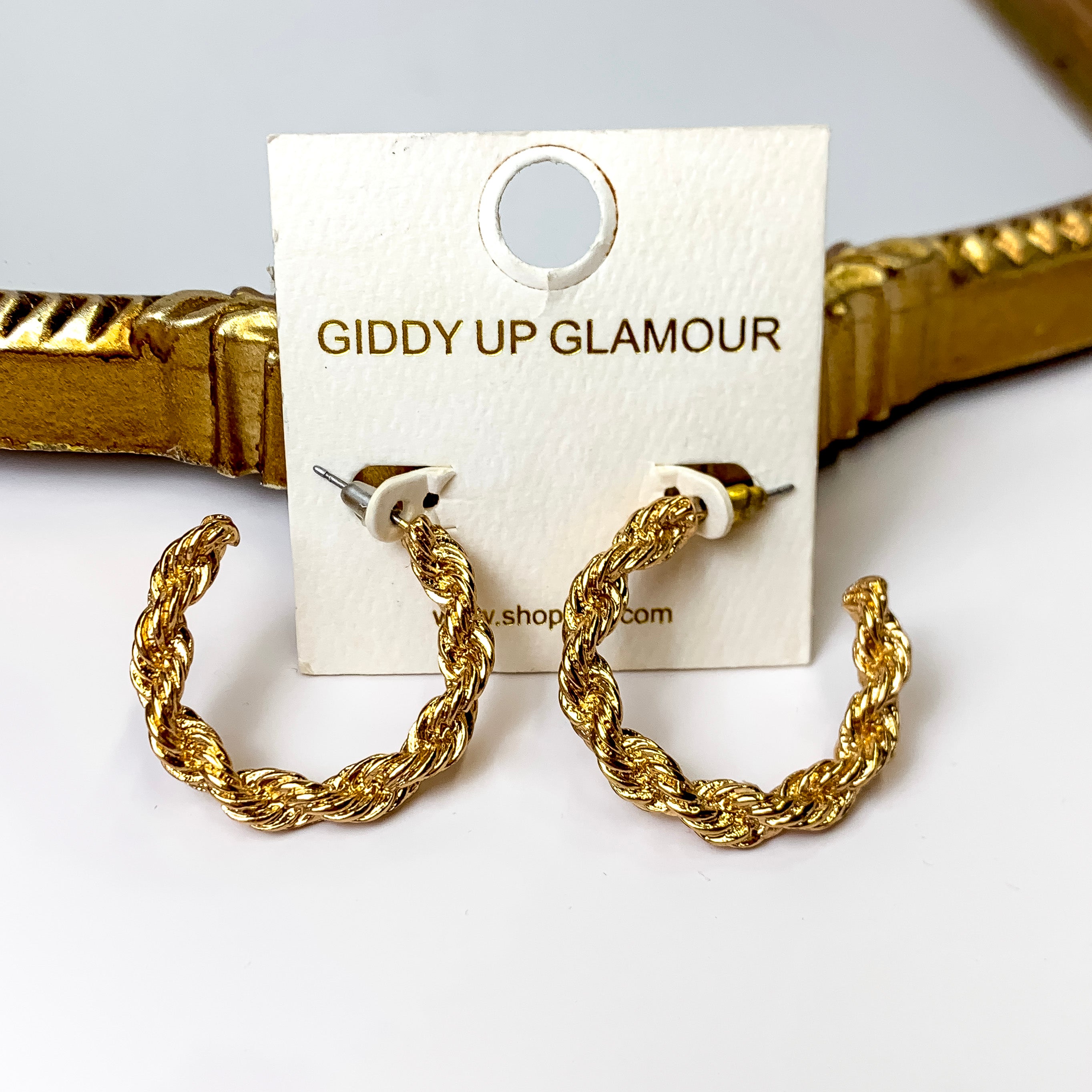 Twisted Rope Chain Hoops in Gold - Giddy Up Glamour Boutique