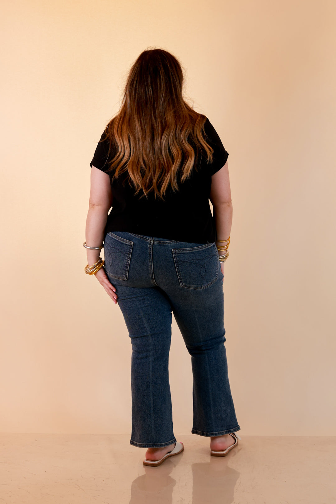 Laidback Luxe Rolled Drop Sleeve Relaxed Fit Basic Short Sleeve Top in Black