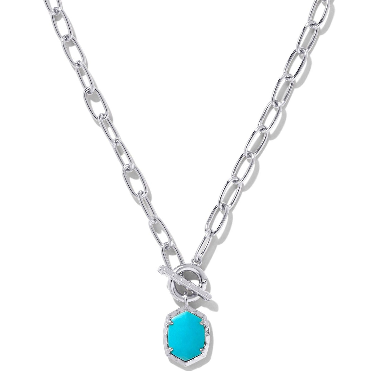 Kendra Scott | Daphne Silver Link and Chain Necklace in Variegated Turquoise Magnesite - Giddy Up Glamour Boutique
