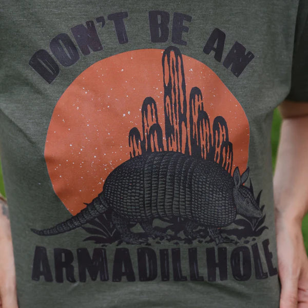 Online Exclusive | Don't Be An Armadillhole Graphic on Short Sleeve Tee in Military Green