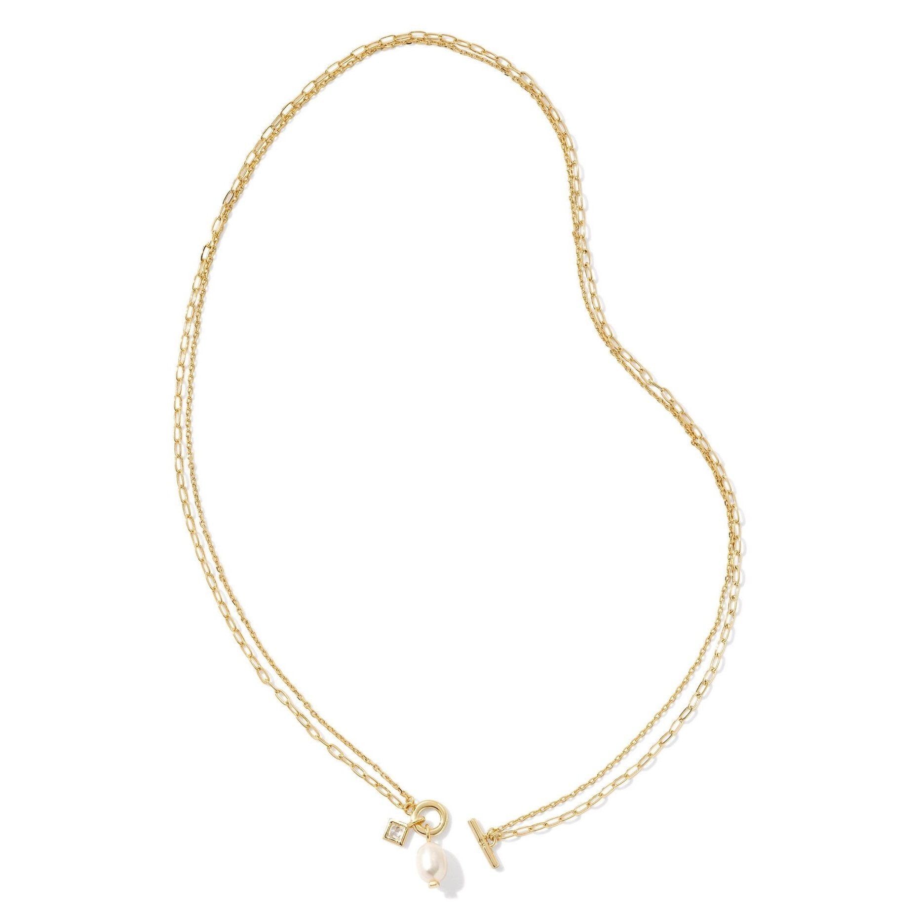 Kendra Scott | Eve Gold Chain Multi Strand Necklace in White Pearl