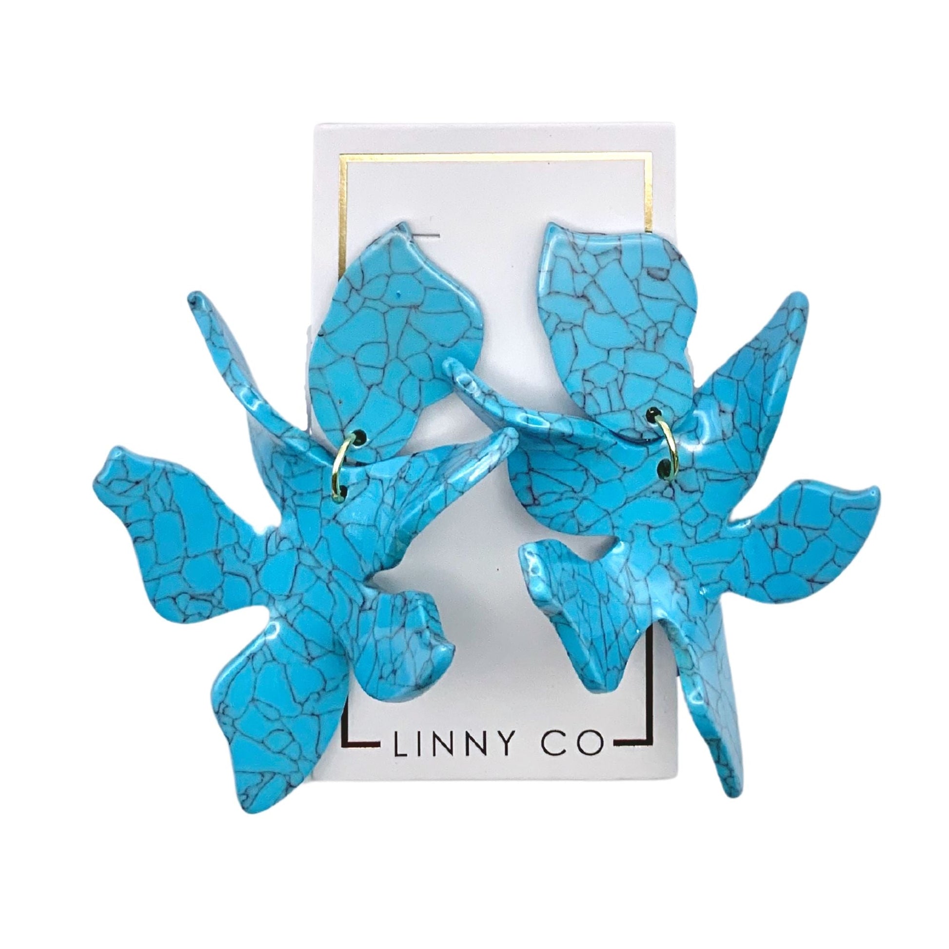 Linny Co | Flora Drop Earrings in Turquoise Blue