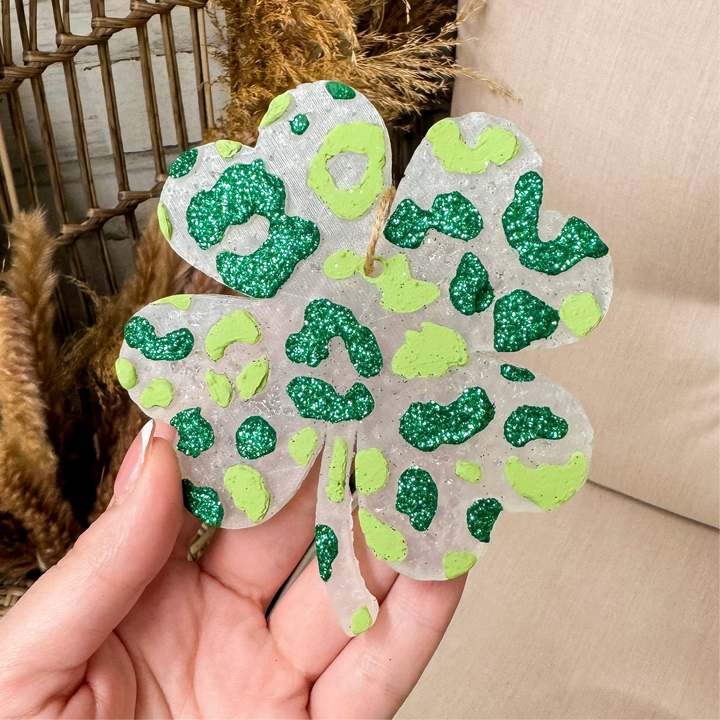 St. Patrick's Day Leopard Clover Car Freshie in Lucky Charms