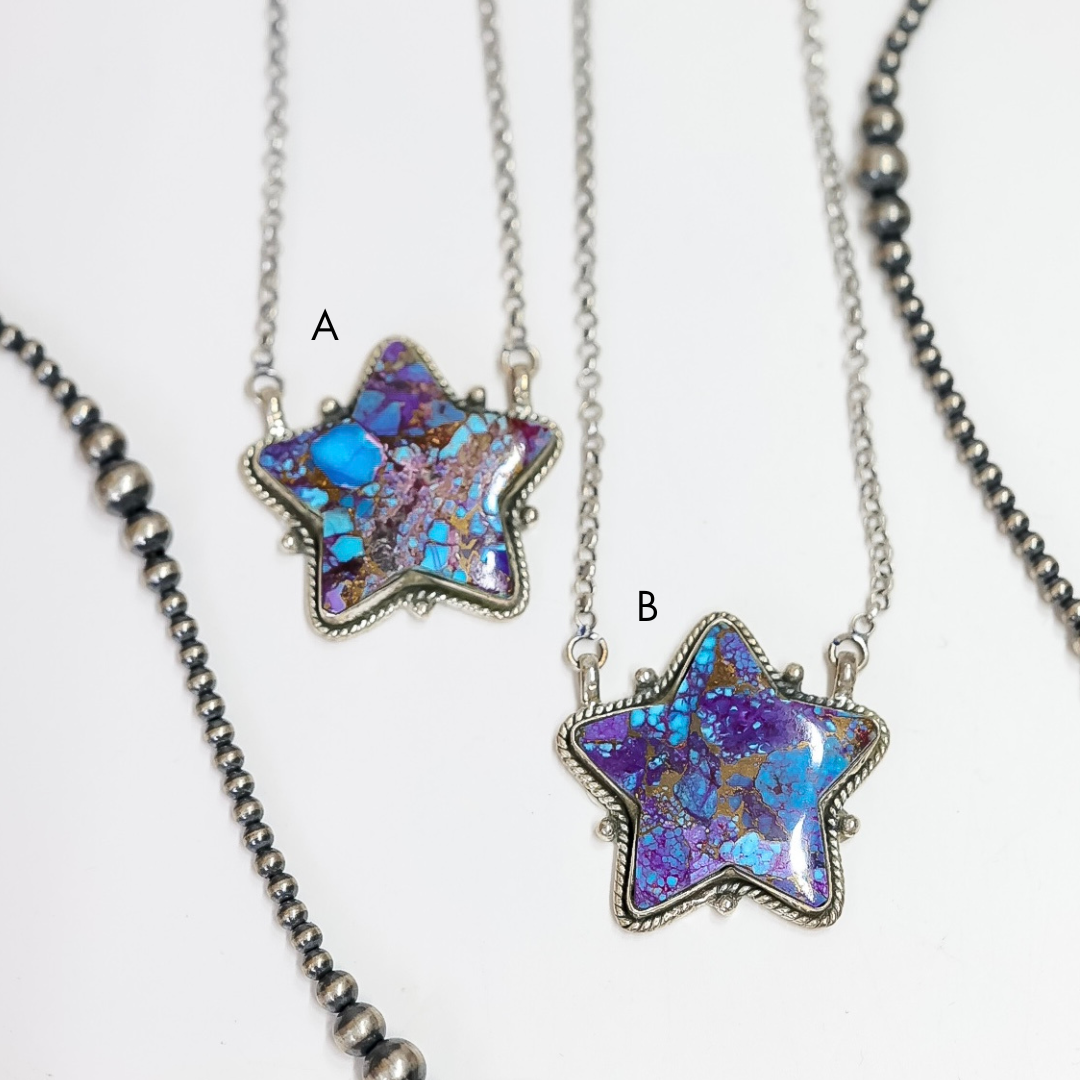 HaDa Collection | Handmade Sterling Silver & Purple Mojave Purple Star Necklace
